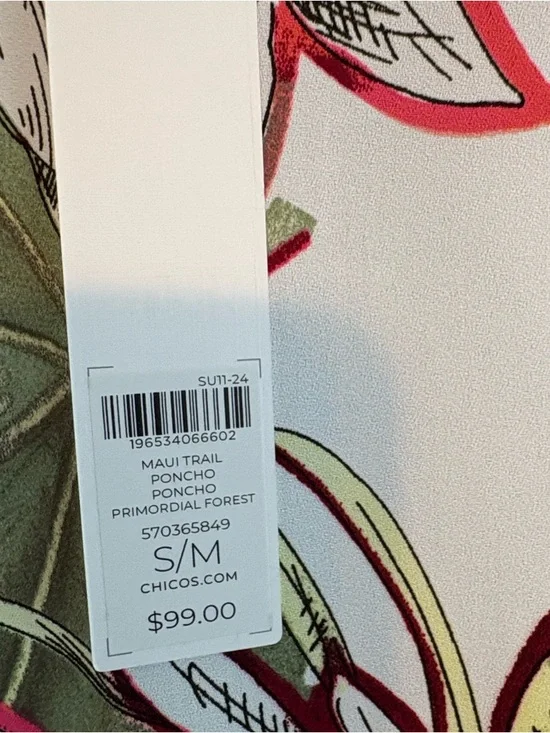 NWT Chicoâs Statement Poncho Primordial Forest Print Lightweight Resort Wear - Picture 2 of 8